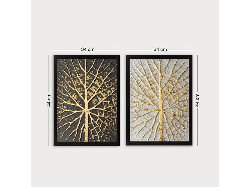 Wallxpert Bild Golden Tree 2 Stück, 34 x 44 cm