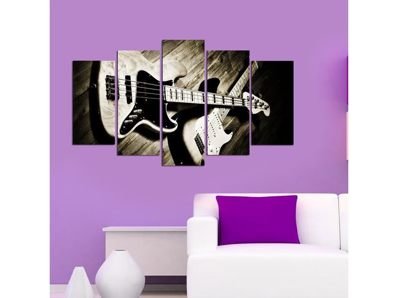 Wallxpert Bild Gitarre 5 Teile, 110 x 60 cm