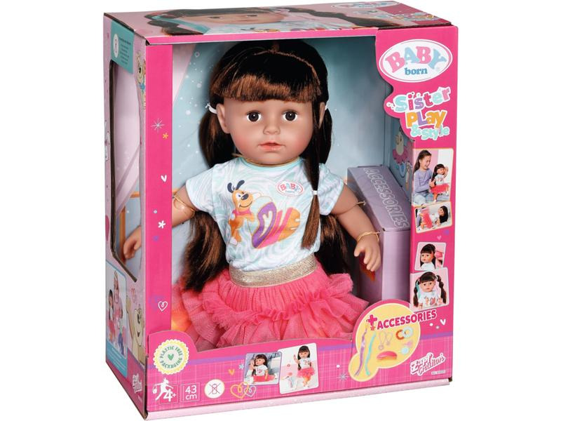 Baby Born Puppe Sister Play &amp; Style 43 cm brunette