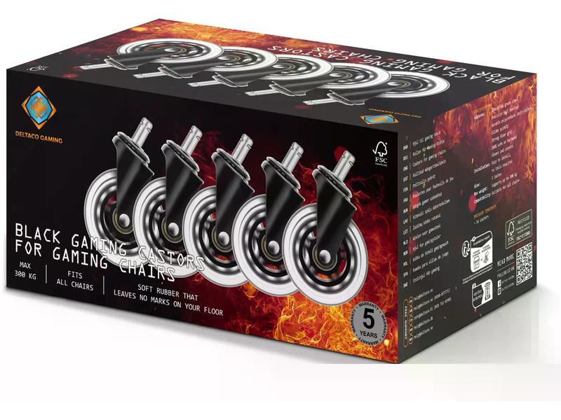 DELTACO Ersatzrollen Casters Schwarz
