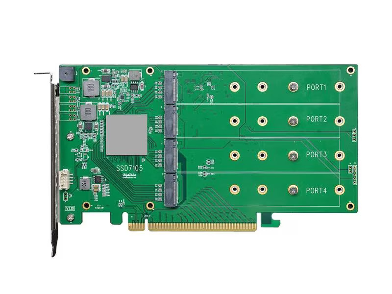 Highpoint RAID-Controller SSD7105 PCI-Ex16v3 - 4x M.2 NVMe, bootfähig