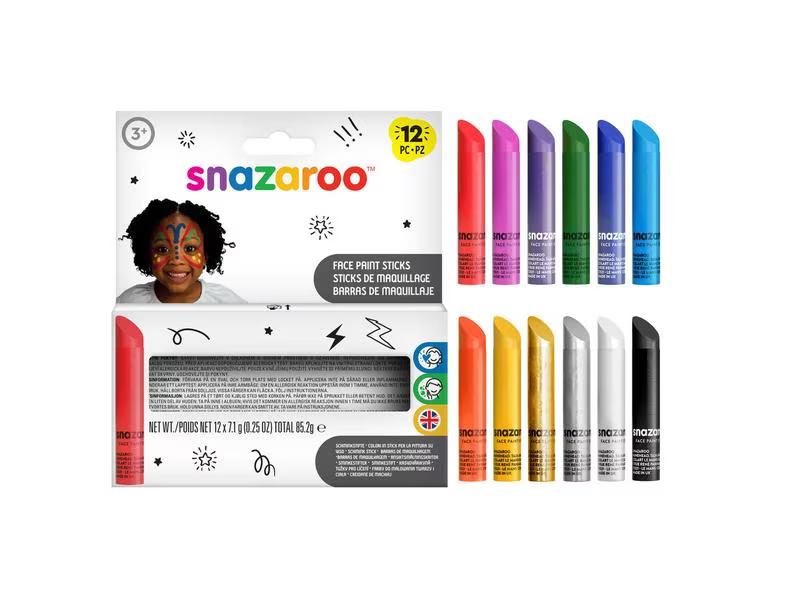 Snazaroo Zubehör Schminkstifte farbig, 12 Stück