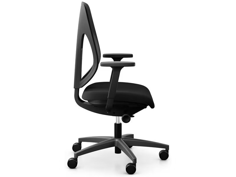 Giroflex Bürostuhl 353 mit Netzrücken und Armlehnen, Schwarz