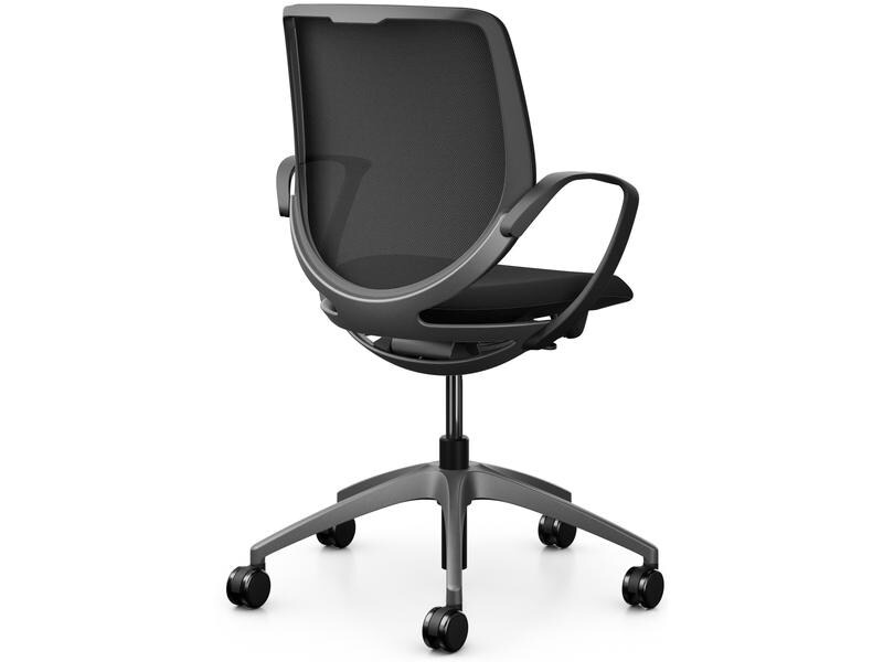 Giroflex Bürostuhl 313 mit Netzrücken und Armlehnen, Schwarz