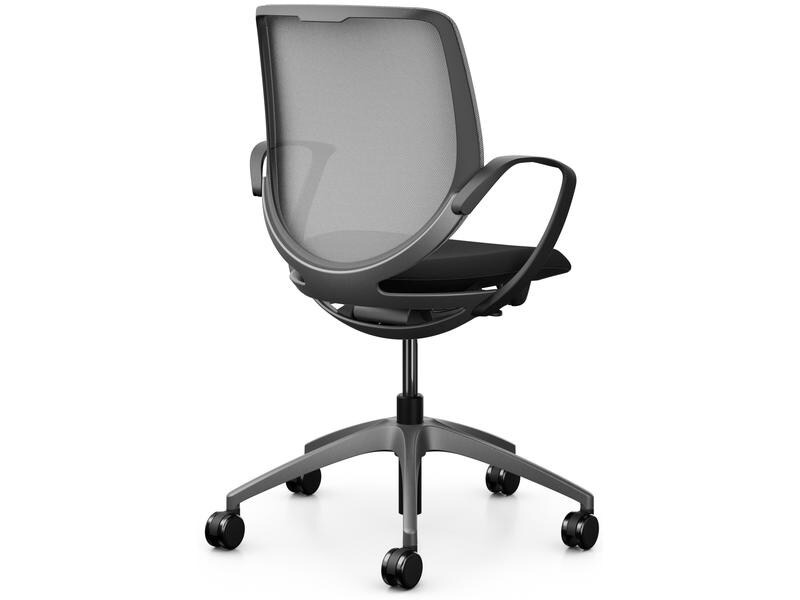 Giroflex Bürostuhl 313 mit Netzrücken und Armlehnen, Grau
