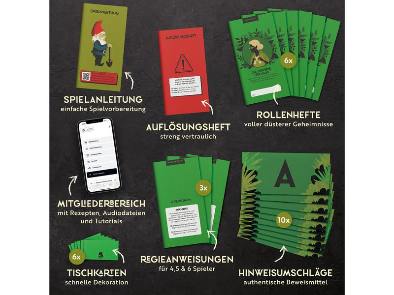 Gourmet Criminelle Partyspiel Mord durch Gartenzwerg -DE-