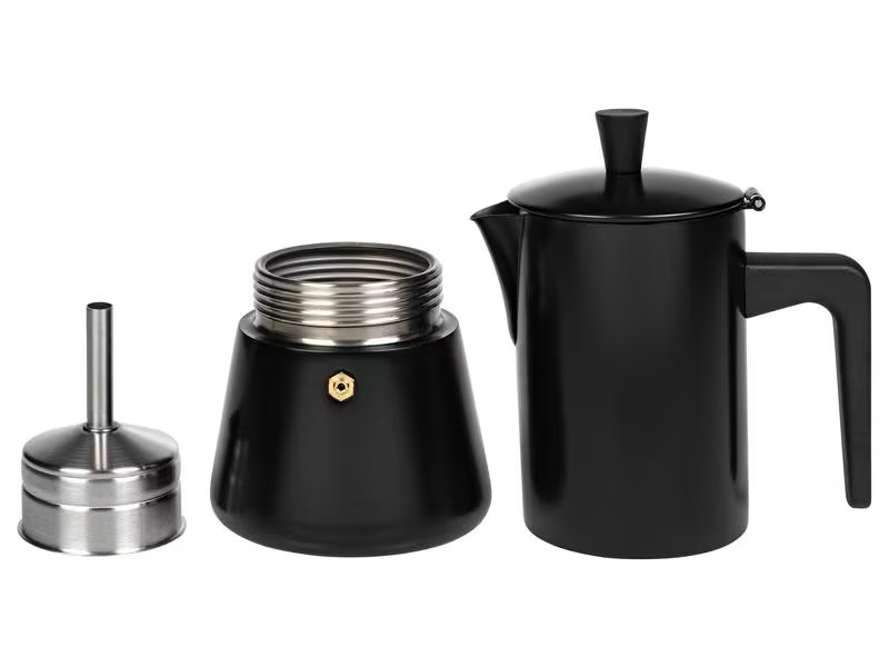 FURBER Espressokocher Chicchi 6 Tassen, Schwarz