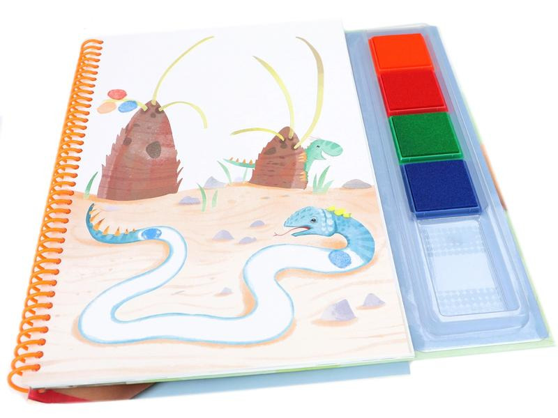 Depesche Fingermalfarbe Dino World 25 Seiten, 4 Stempelfarben