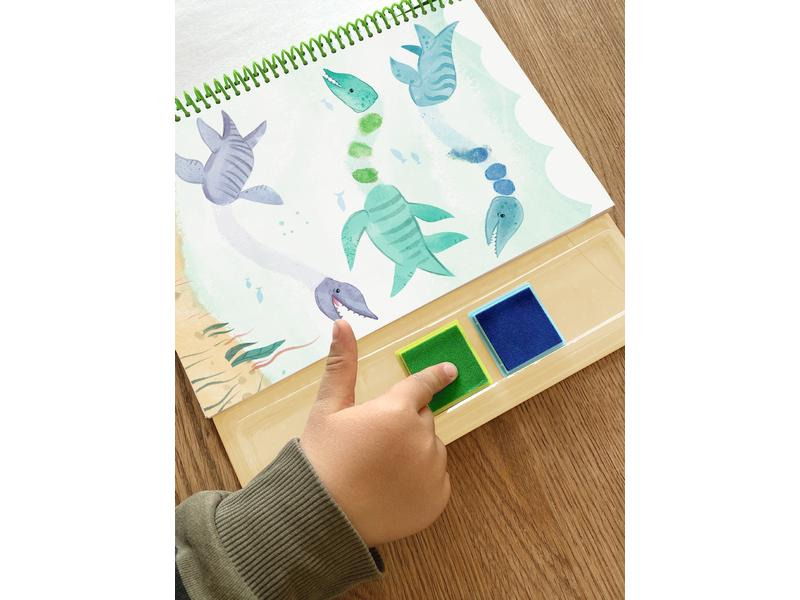 Depesche Fingermalfarbe Dino World 25 Seiten, 4 Stempelfarben