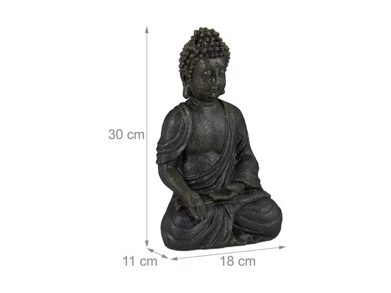 relaxdays Dekofigur Buddha Anthrazit