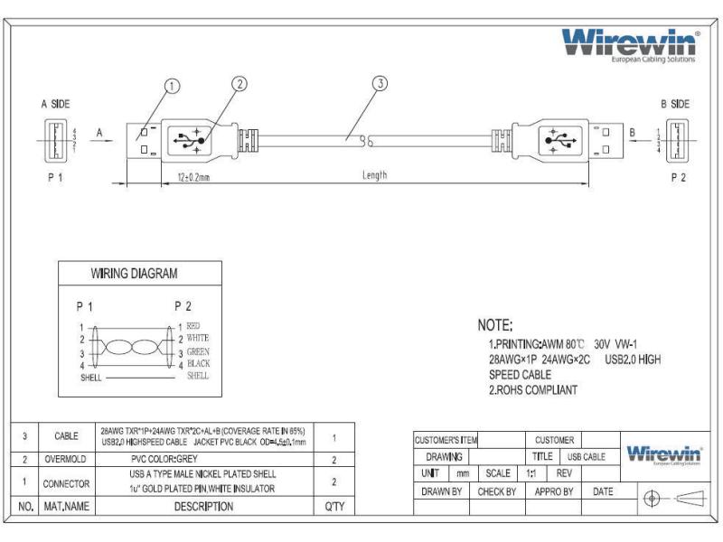 Wirewin USB 2.0-Kabel A - A 1 m