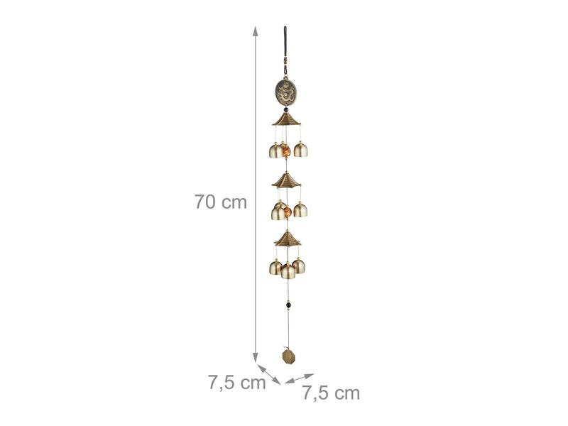 relaxdays Windspiel Feng-Shui 2 Stück, Gold