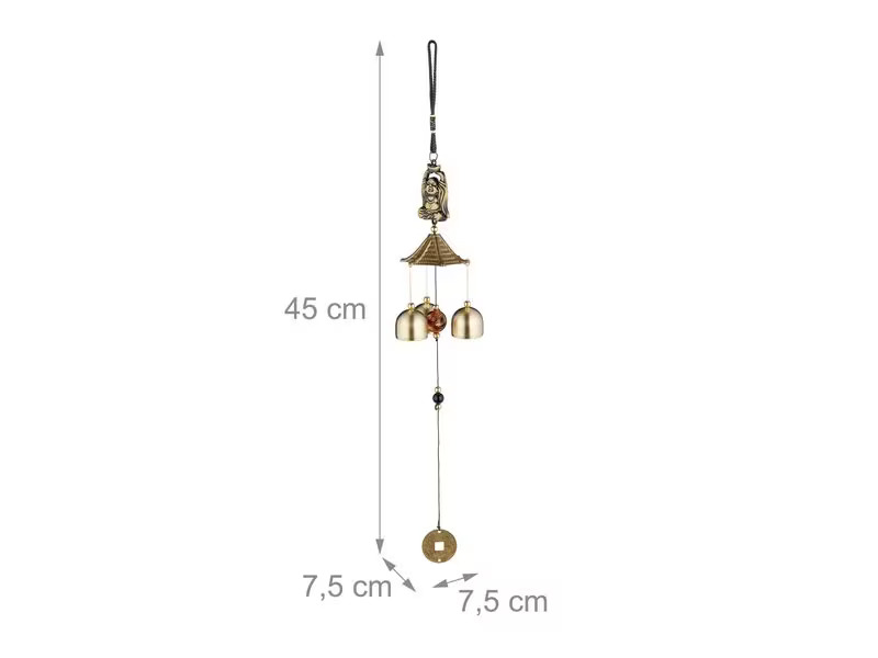 relaxdays Windspiel Buddha 2 Stück, Gold