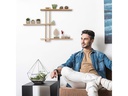 relaxdays Wandregal mit 3 Ablagen 56 x 80 x 9 cm, Nature