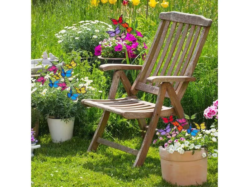 relaxdays Gartenstecker Schmetterlinge 72 Stück, Mehrfarbig