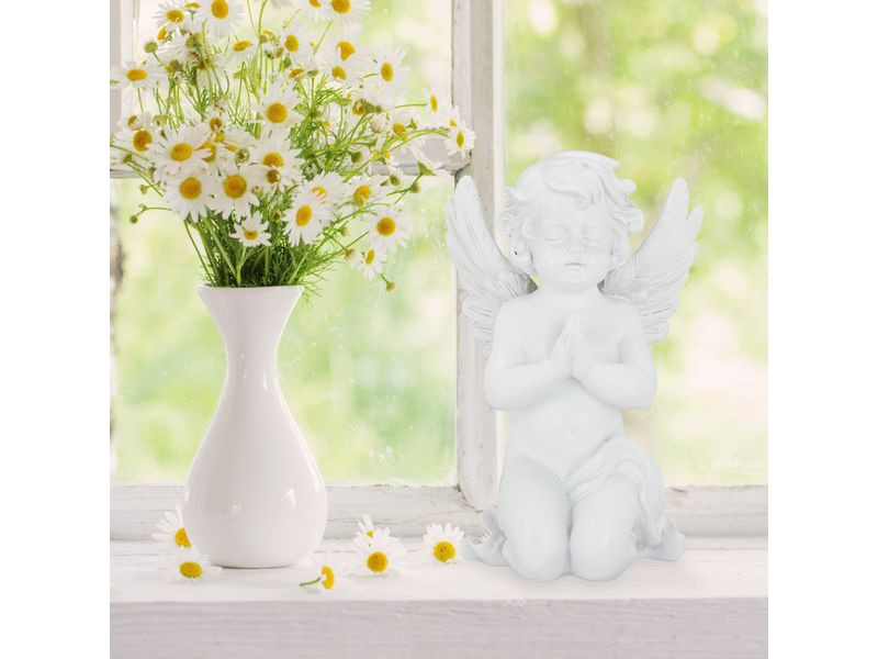 relaxdays Dekofigur Grabengel Weiss