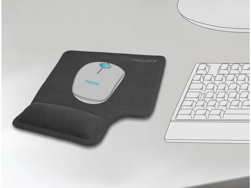 Delock Mausmatte Ergonomisch für Linkshänder Schwarz