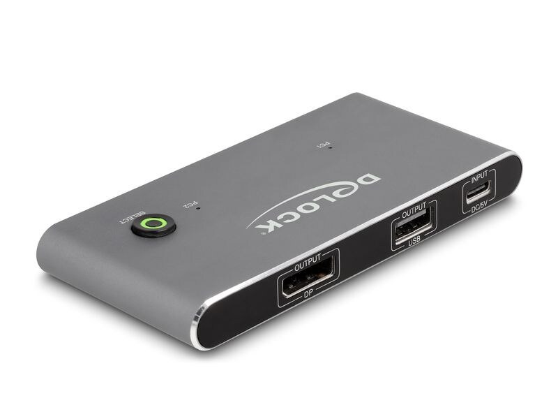 Delock KVM Switch USB-C zu DisplayPort 8K 30 Hz mit USB 2.0