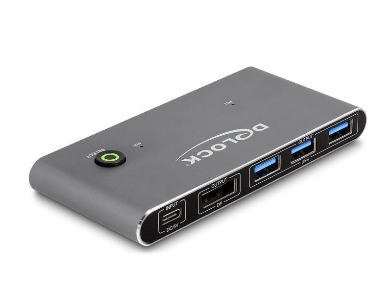 Delock KVM Switch Displayport 8K 30 Hz mit USB 5 Gbps