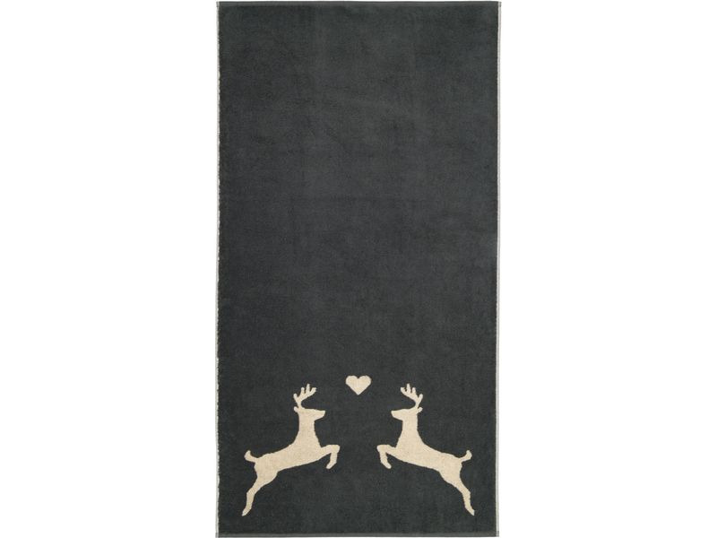 Cawö Handtuch Alpenchic Edition Hirsch 50 x 100 cm, Beige/Granit