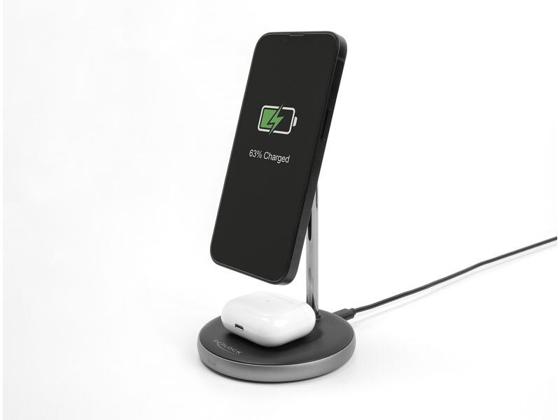 Delock Wireless Charger 2 in 1 mit 5 W / 7.5 W / 10 W / 15 W – Qi