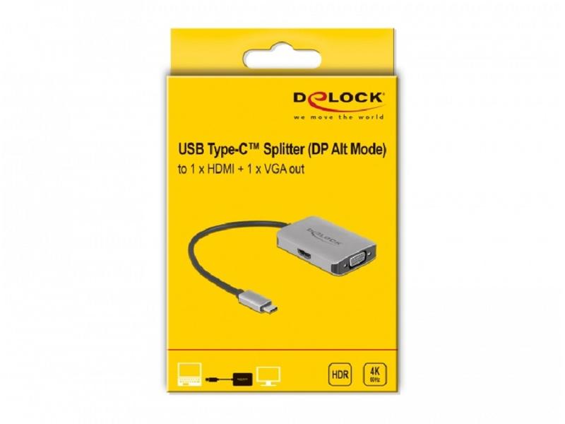 Delock 2-Port Signalsplitter USB Typ-C to HDMI/VGA