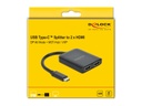 Delock 2-Port Signalsplitter USB-C - HDMI, MST/VXP support