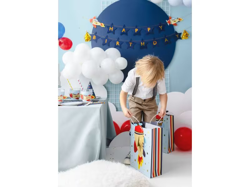 Partydeco Geschenktasche Flugzeug 10 x 24 x 35.5 cm, Mehrfarbig
