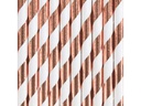 Partydeco Strohhalm 19.5 cm, 10 Stück, Rosegold/Weiss