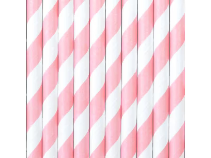 Partydeco Strohhalm 19.5 cm, 10 Stück, Rosa/Weiss
