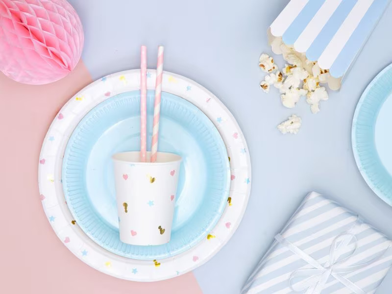 Partydeco Strohhalm 19.5 cm, 10 Stück, Rosa/Weiss