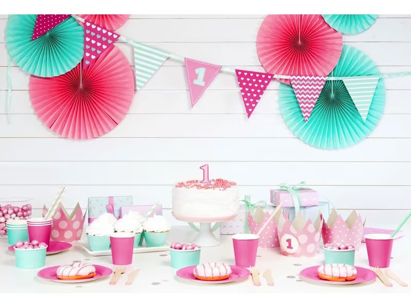 Partydeco Strohhalm 19.5 cm, 10 Stück, Rosa/Weiss