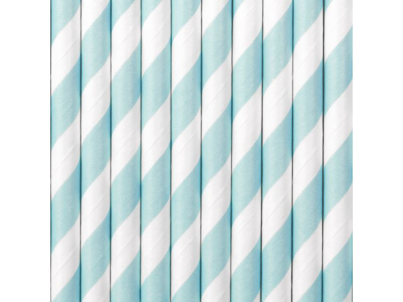 Partydeco Strohhalm 19.5 cm, 10 Stück, Hellblau/Weiss