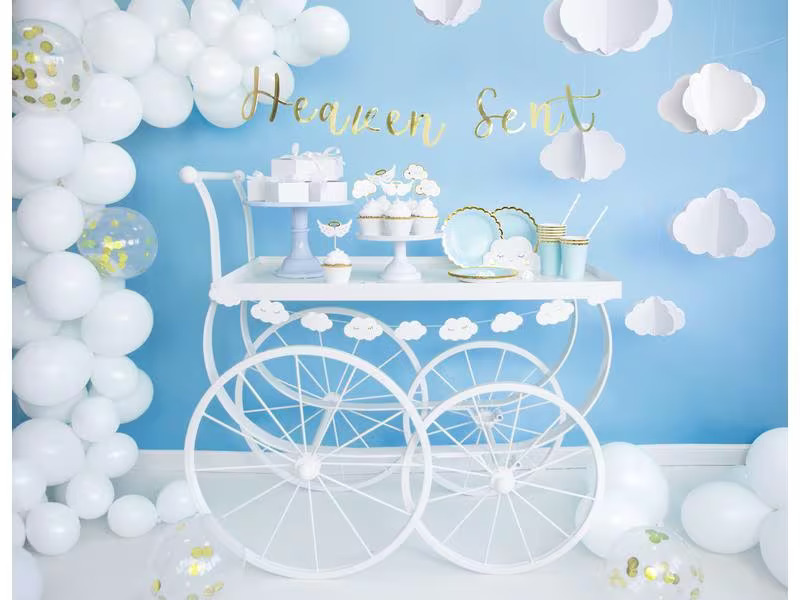 Partydeco Strohhalm 19.5 cm, 10 Stück, Hellblau/Weiss