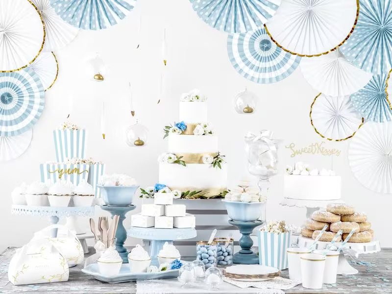 Partydeco Strohhalm 19.5 cm, 10 Stück, Hellblau/Weiss