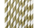 Partydeco Strohhalm 19.5 cm, 10 Stück, Gold/Weiss