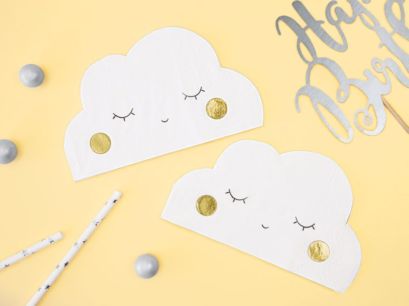Partydeco Papierservietten Wolke 16 x 9.5 cm, 20 Stück