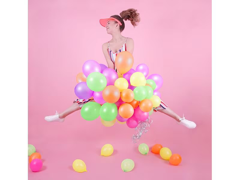 Partydeco Luftballon Uni Neon 5 Stück, Mehrfarbig, Ø 25 cm