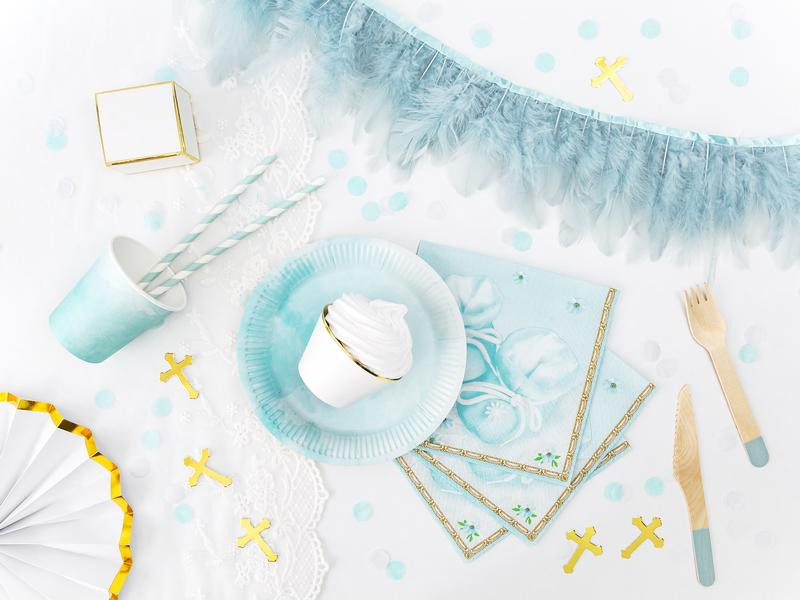 Partydeco Einweg-Besteckset Holz 18 Stück Blau