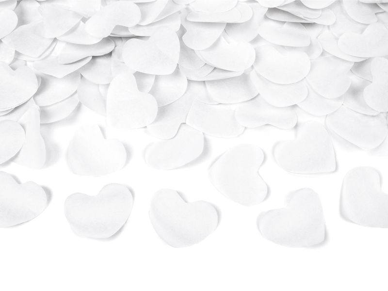Partydeco Streudeko Konfettikanone Herzen Weiss, 40 cm