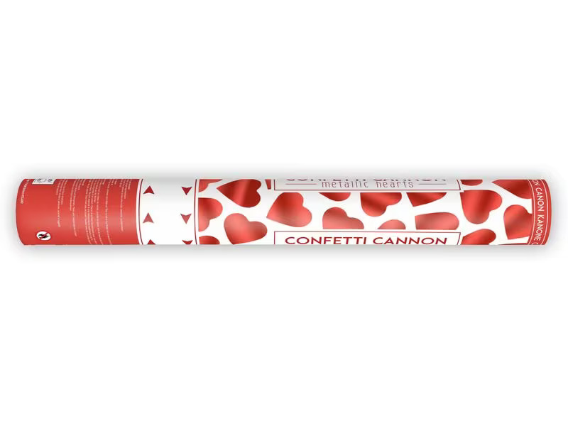 Partydeco Streudeko Konfettikanone Herzen Rot, 40 cm