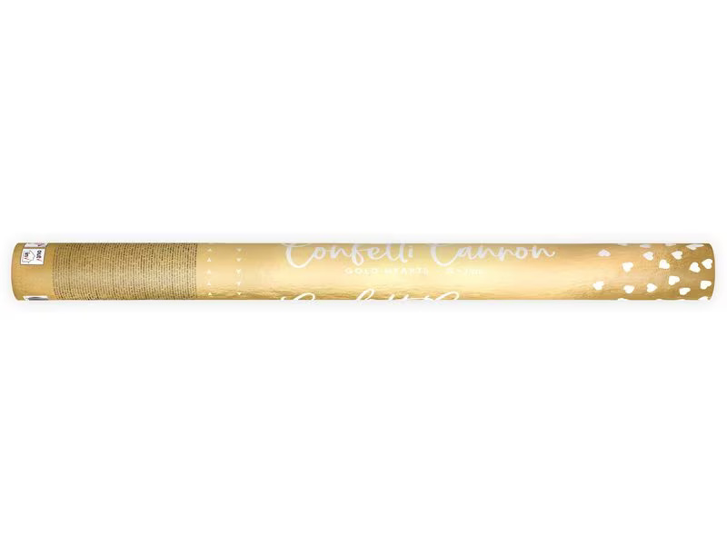 Partydeco Streudeko Konfettikanone Herzen Gold, 60 cm
