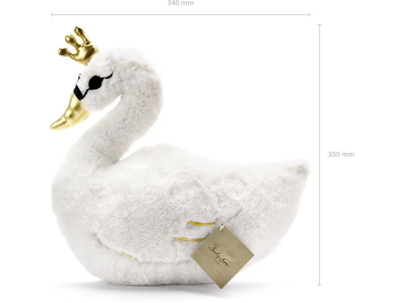 Partydeco Kissen Lovely Swan 34 x 35 cm, Crème/Gold