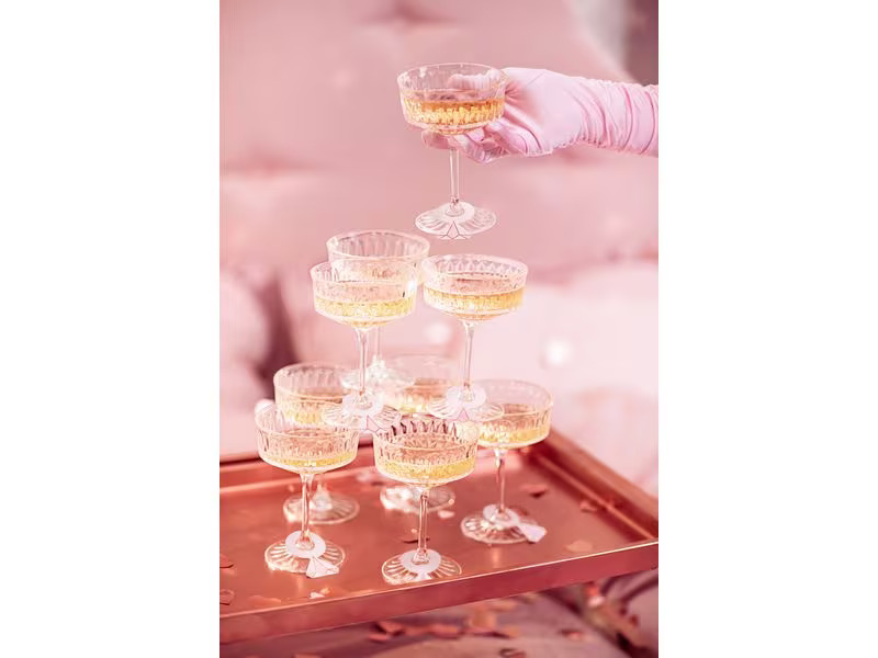 Partydeco Glasmarkierer Ringe Rosa