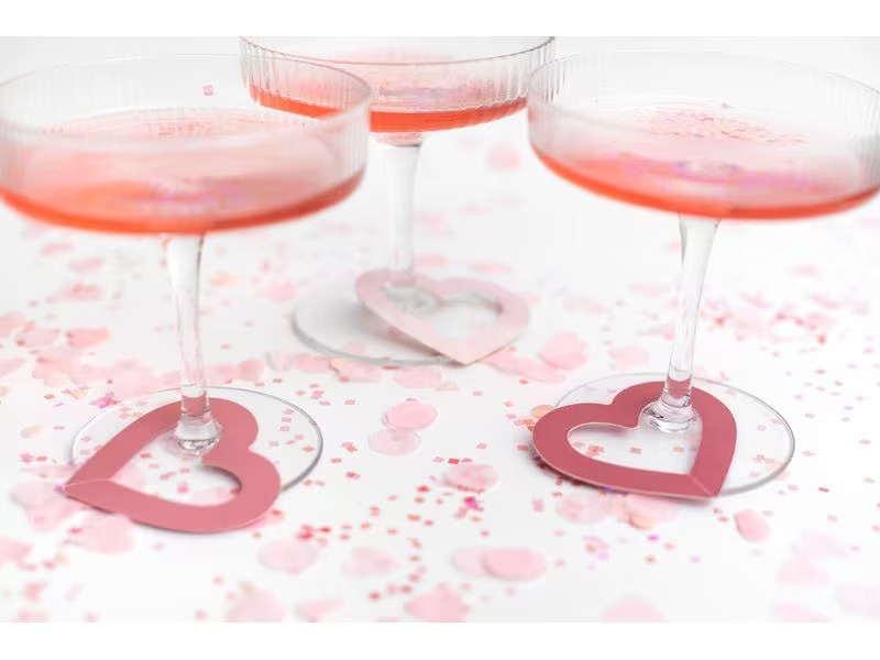 Partydeco Glasmarkierer Herz Rosa