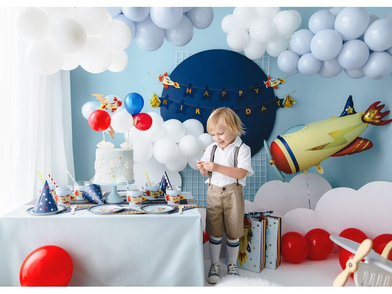 Partydeco Girlande Flugzeug 3 m, Dunkelblau