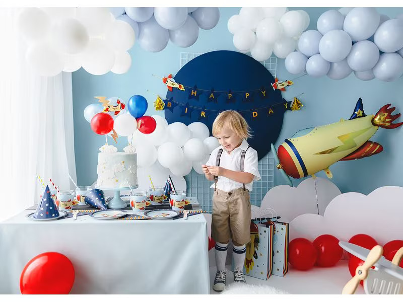 Partydeco Girlande Flugzeug 3 m, Dunkelblau