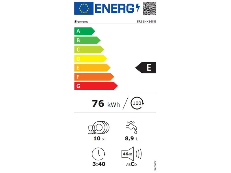 Siemens Einbaugeschirrspüler iQ100 SR61HX16KE Vollintegriert