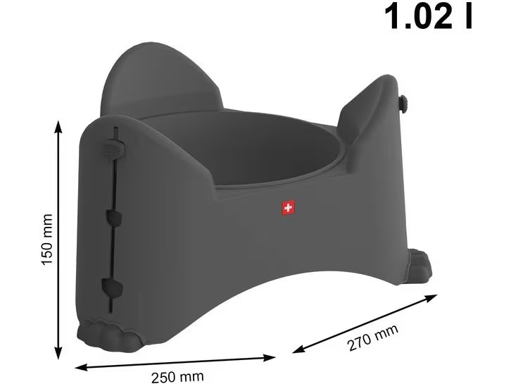 Rotho Verstellbarer Futternapf Sammy, 1.02 l, Anthrazit