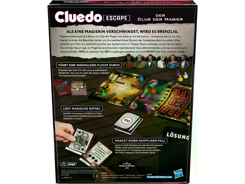 Hasbro Gaming Familienspiel Cluedo Escape: Der Club der Magier -DE-